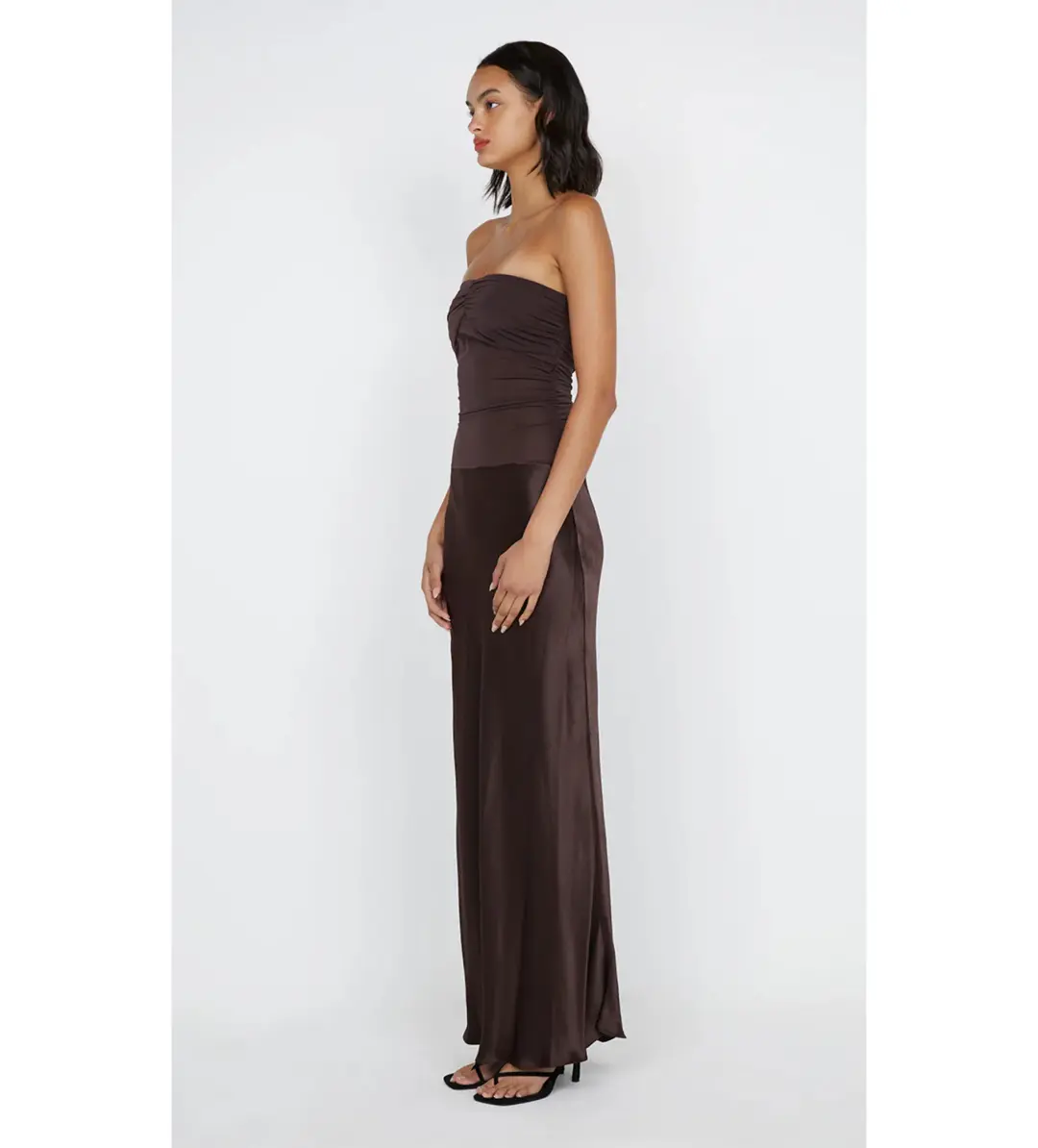 Bec & Bridge Dua Strapless Dress Dark Chocolate Size AU 6 for rent on The Volte - main image
