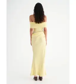 Benni Nico Off Shoulder Maxi Dress in Butter Size AU 8 for rent on The Volte - image 4