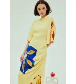 Alémais Dahlia Midi Dress Yellow/Floral Size 16 for rent on The Volte - image 2