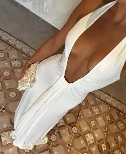 MISHA Jennifer Cupro Maxi Dress Size White 8/S for rent on The Volte - image 2