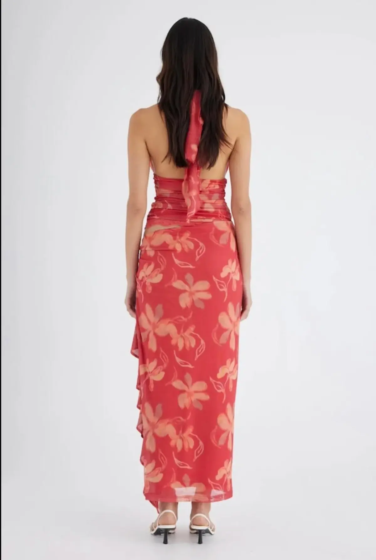 Benni Penelope Halter Maxi Dress Hibiscus Floral Size 6 - Image 3