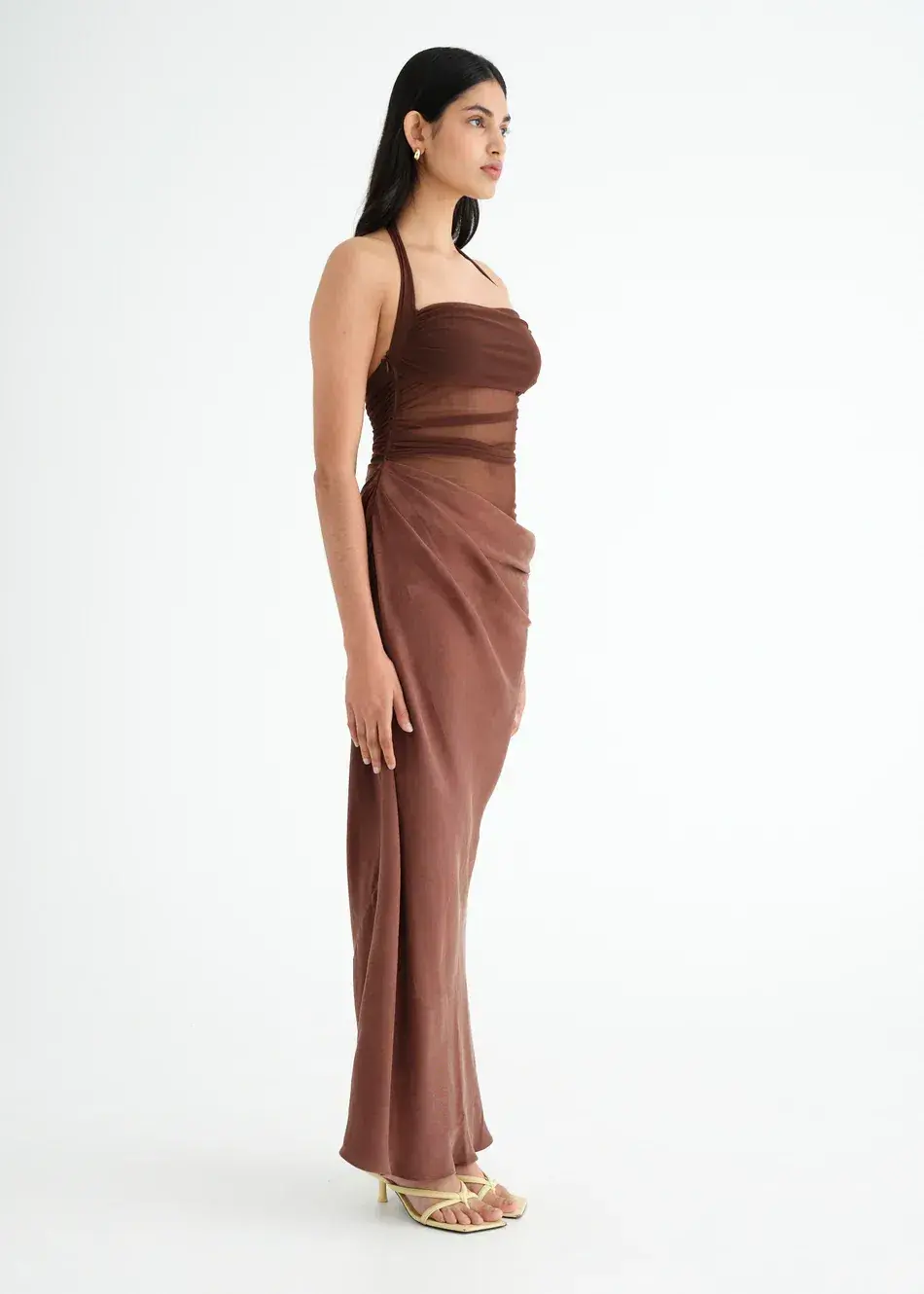 Benni Gina Maxi Dress in Chocolate Brown Size AU 8 for rent on The Volte - main image