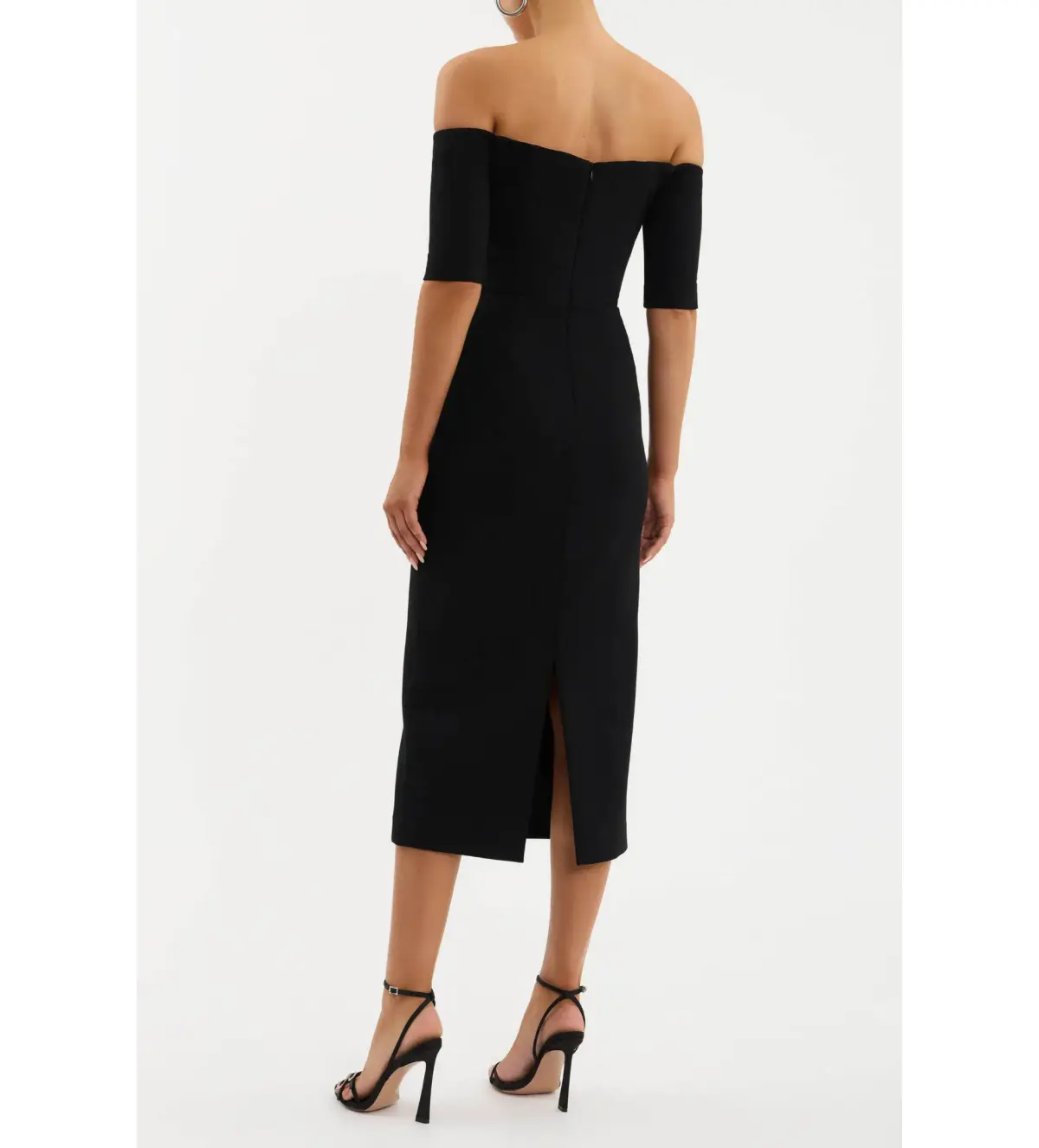Rebecca Vallance Rhosen Off The Shoulder Midi Dress Black Size AU 8 - Image 4
