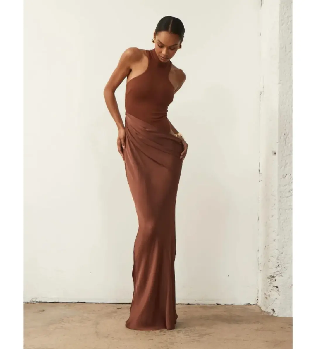 Camila Coelho Estrella Maxi Dress Nutshell Brown Size XS / AU 6 for rent on The Volte - main image