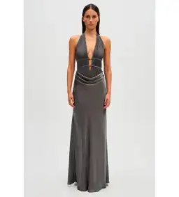 Misha Celine Satin Maxi Dress in Pewter Size 6/XS for rent on The Volte - image 1