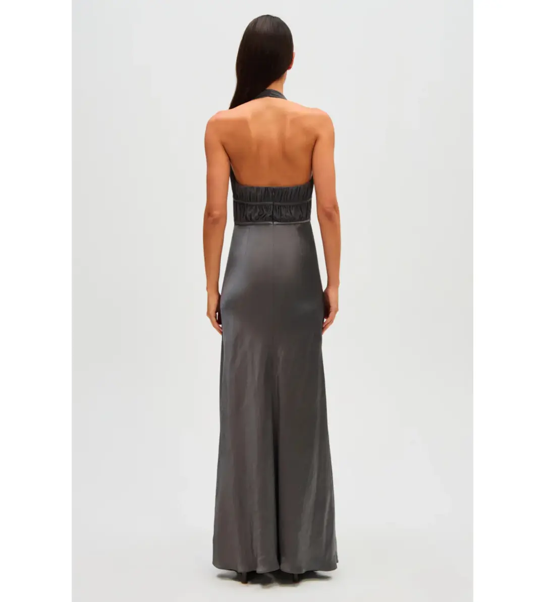 Misha Celine Satin Maxi Dress in Pewter Size 6/XS for rent on The Volte - main image