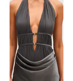 Misha Celine Satin Maxi Dress in Pewter Size 6/XS for rent on The Volte - image 3