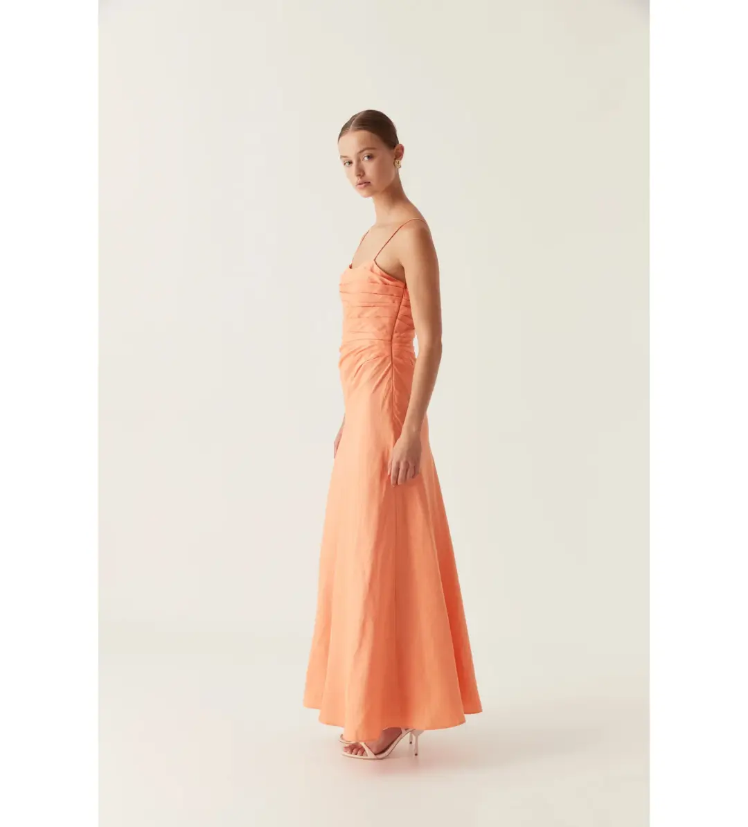 Aje Clarice Draped Maxi Dress Sunset Orange Size AU 8 for rent on The Volte - main image