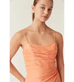 Aje Clarice Draped Maxi Dress Sunset Orange Size AU 8 for rent on The Volte - image 2