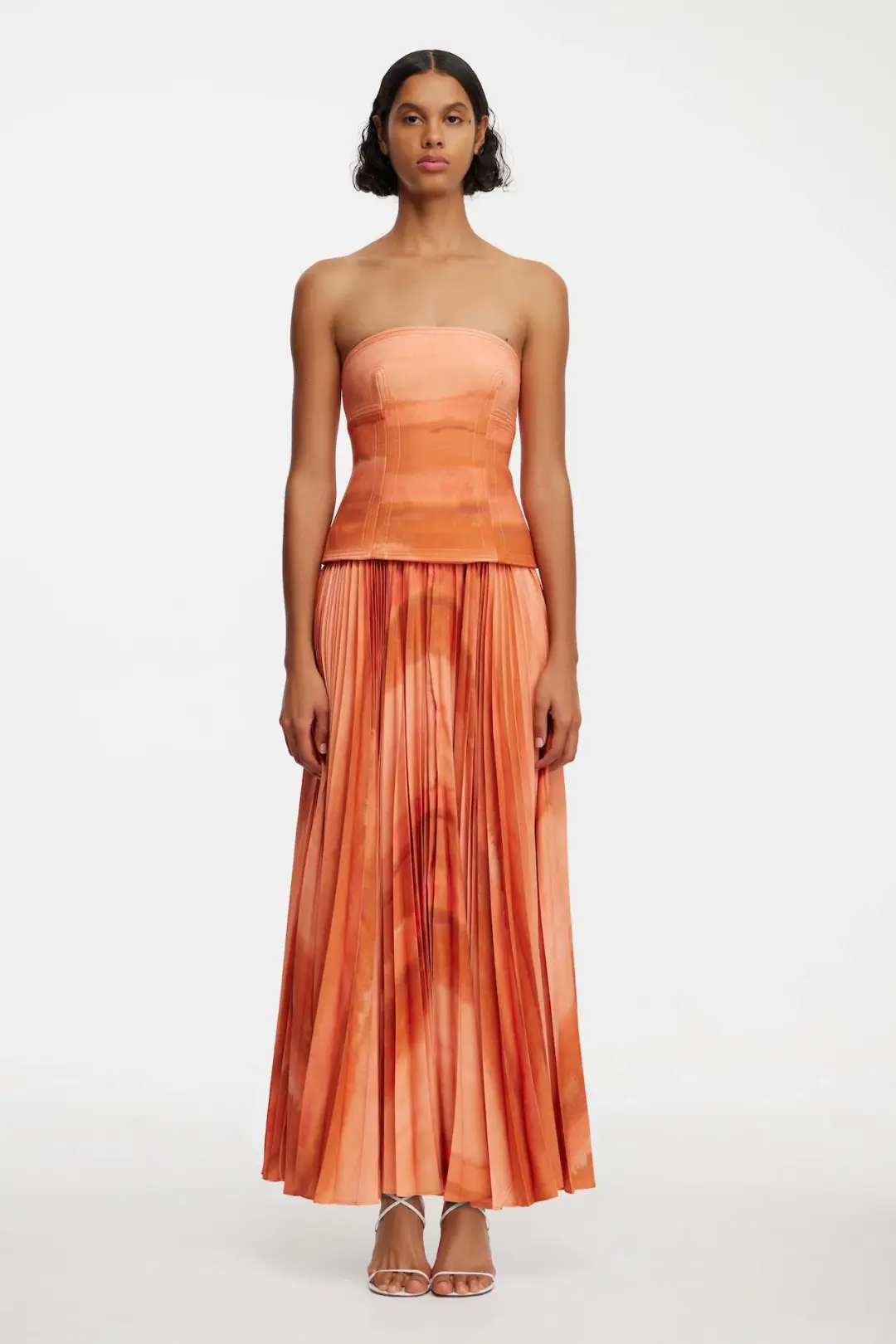 Acler Brayswick Midi Dress Melon Watercolour Size 12 for rent on The Volte - main image