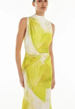 Manning Cartell Levitating Butterflies Drape Midi Dress Yellow/White Print Size 12 for rent on The Volte - image 4