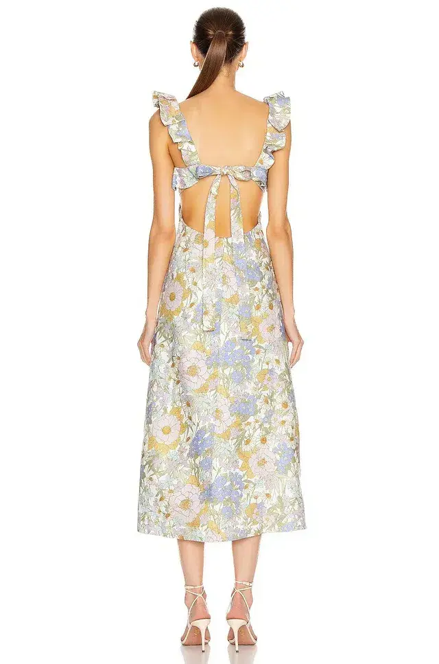 Zimmermann Super Eight Frilled Midi Dress Floral Size 1 / AU 10 for rent on The Volte - main image