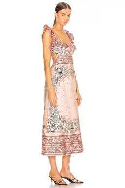 Zimmermann Matchmaker Frilled Midi Dress Pink Bandana Size 4 / AU 16 for rent on The Volte - image 2