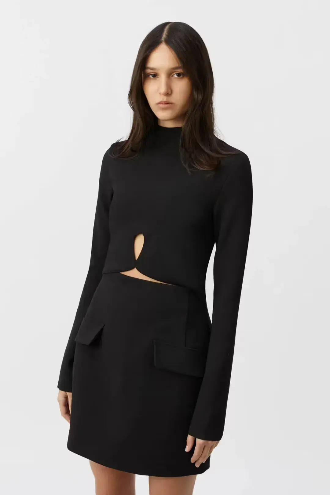 Camilla & Marc Ilona Long Sleeve Mini Dress Black Size 6 for rent on The Volte - main image