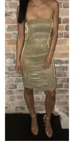 House of CB Rinah Strapless Mini Dress Iridescent Gold Size 6 for rent on The Volte - image 2