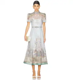 Zimmerman Eden Belted Midi Dress in Blue Paisley Size 2 / AU 12 for rent on The Volte - image 1
