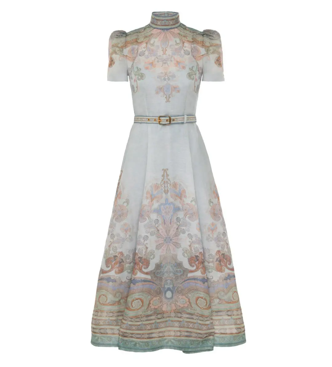 Zimmerman Eden Belted Midi Dress in Blue Paisley Size 2 / AU 12 for rent on The Volte - main image