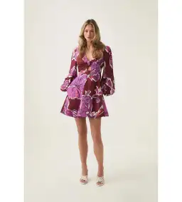 Aje Inflorescence Mini Dress in Bold Hibiscus Size AU 14 for rent on The Volte - image 1