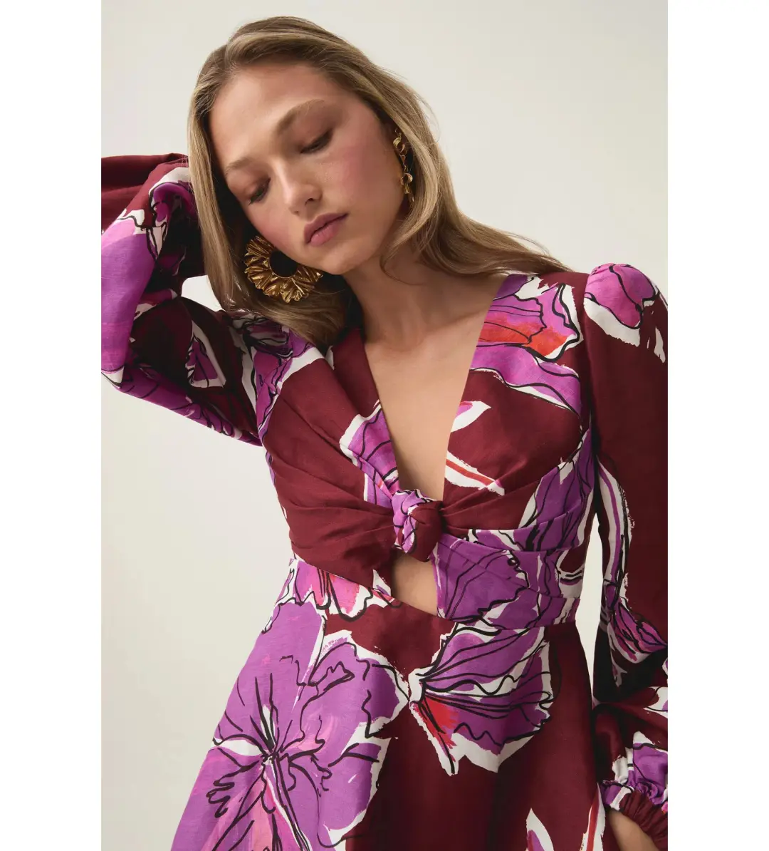 Aje Inflorescence Mini Dress in Bold Hibiscus Size AU 14 for rent on The Volte - main image