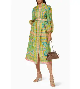 Zimmermann Estelle Midi Dress in Pink/Green Paisley Size 0 / AU 8 for rent on The Volte - image 2
