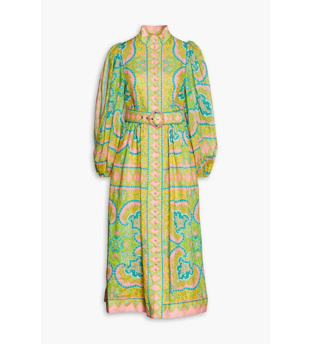 Zimmermann Estelle Midi Dress in Pink/Green Paisley Size 0 / AU 8 for rent on The Volte - main image