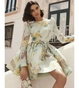 Zimmermann Matchmaker Tulip Mini Dress in Mint Tropical Floral Size 2 / AU 12 for rent on The Volte - image 4