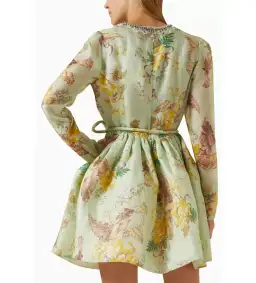 Zimmermann Matchmaker Tulip Mini Dress in Mint Tropical Floral Size 2 / AU 12 for rent on The Volte - image 3