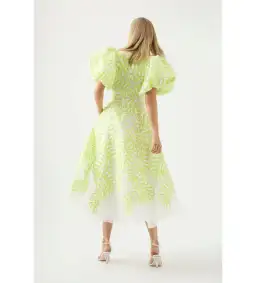 Aje Botanical Applique Midi Dress Ivory/Citrus Yellow Size M / AU 10 for rent on The Volte - image 5