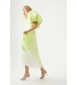 Aje Botanical Applique Midi Dress Ivory/Citrus Yellow Size M / AU 10 for rent on The Volte - image 4