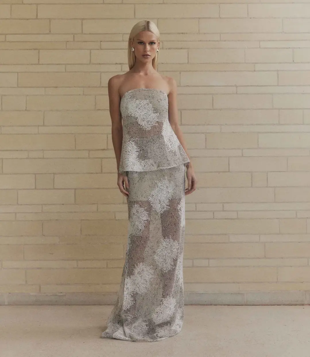 Curaae by Elliatt Dixie Crochet Set in Beige Size 10 for rent on The Volte - main image