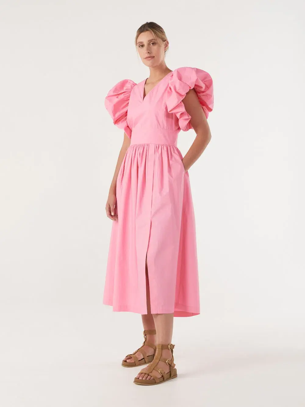 Commonry Cotton Statement Sleeve Dress Petal Pink Size XL / AU 20 for rent on The Volte - main image