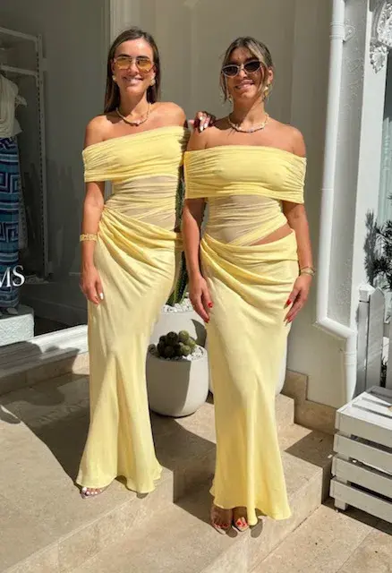 Benni Nico Off Shoulder Maxi Dress Butter Size 8 for rent on The Volte - main image