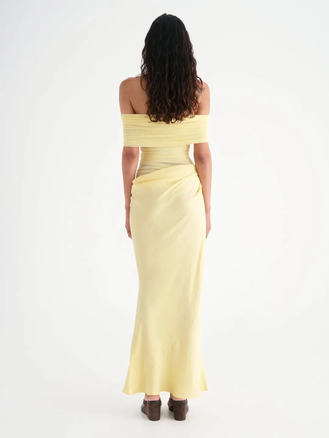 Benni Nico Off Shoulder Maxi Dress Butter Size 10 for rent on The Volte - main image