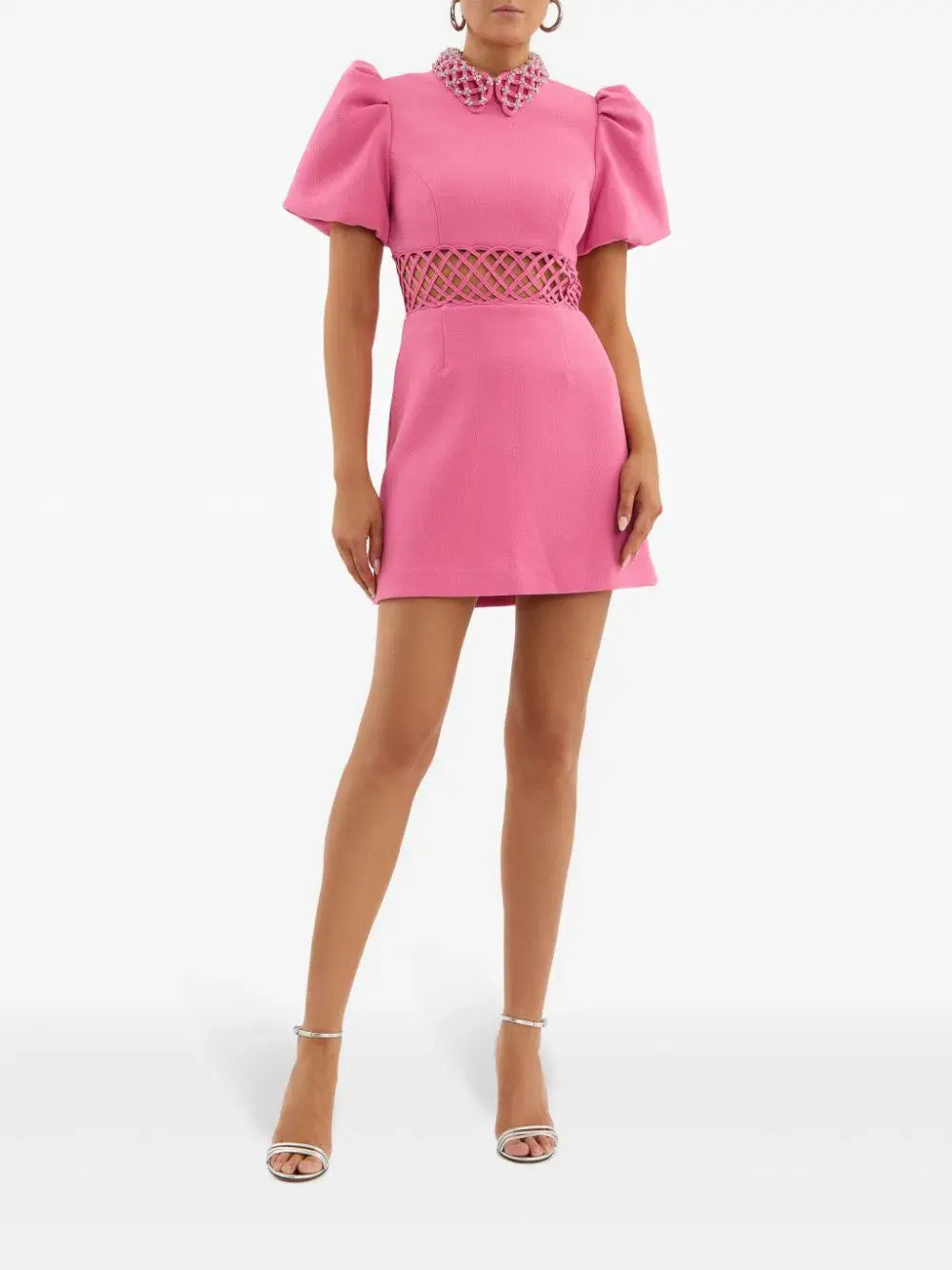 Rebecca Valance Aubree Collar Mini Dress Rose Pink Size 8 for rent on The Volte - main image