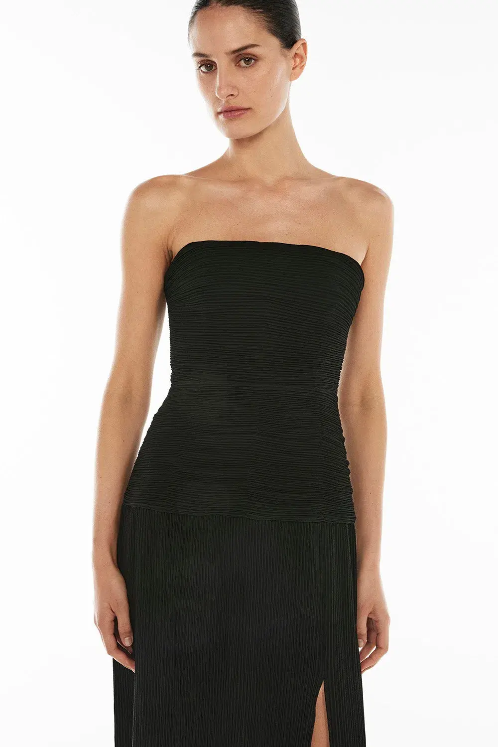 Manning Cartell Double Time Pleat Strapless in Black Size 10 for rent on The Volte - main image
