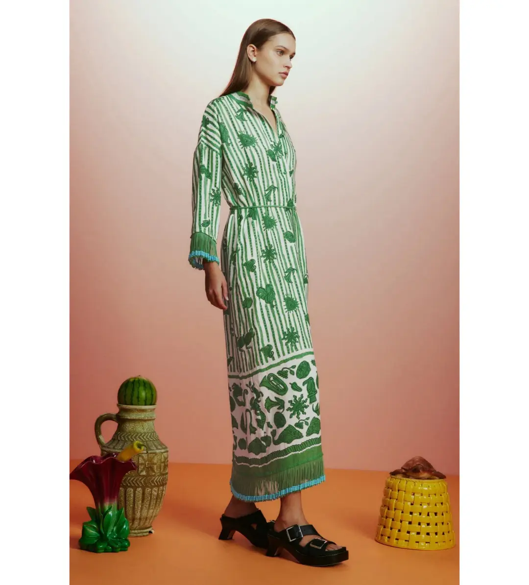 Alémais Lula Midi Dress Green Size AU 16 for rent on The Volte - main image