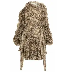 Zimmermann Espionage Drawn Mini Dress Leopard Print Size 0 / AU 8 for rent on The Volte - image 5