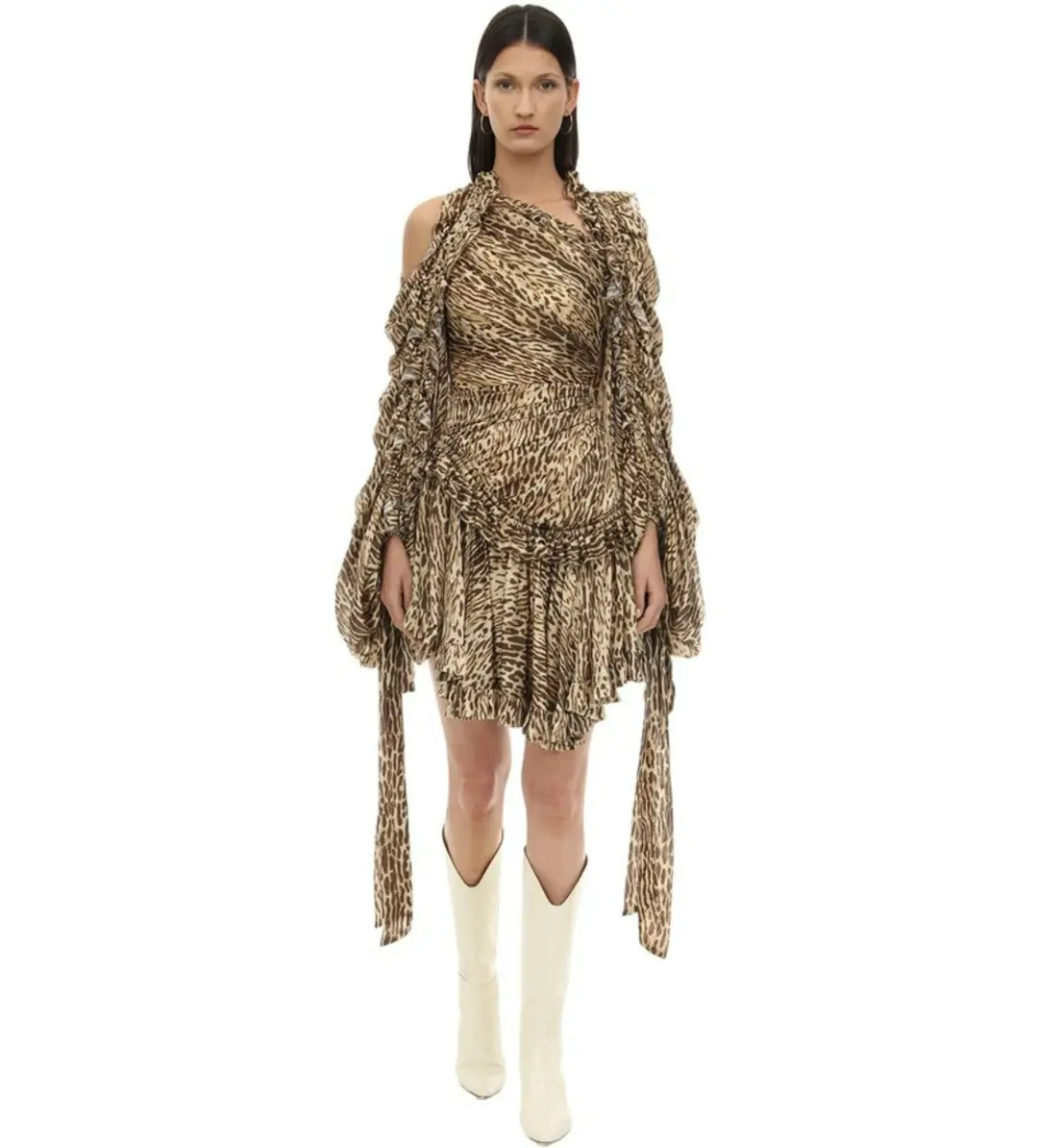 Zimmermann Espionage Drawn Mini Dress Leopard Print Size 0 / AU 8 for rent on The Volte - main image