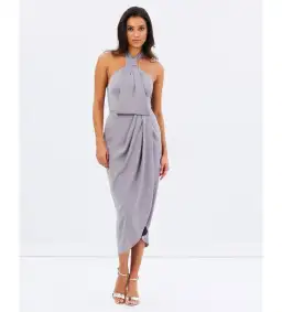 Shona Joy Core Knot Draped Dress Grey Size AU 16 for rent on The Volte - image 4