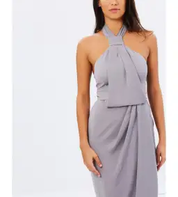 Shona Joy Core Knot Draped Dress Grey Size AU 16 for rent on The Volte - image 5