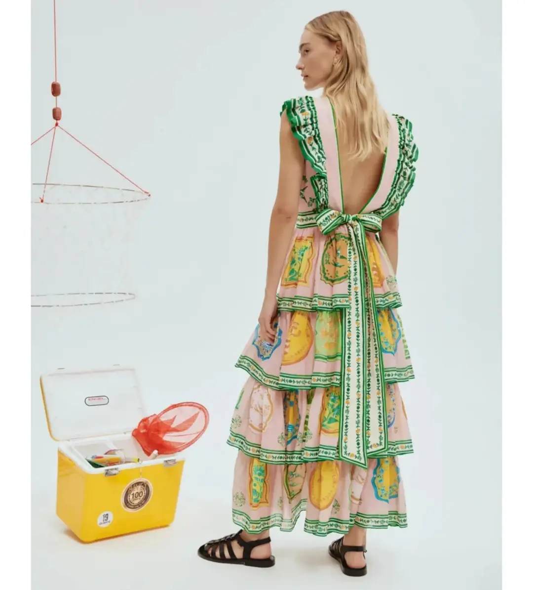 Alemais Porcelain Frill Midi Dress in Pink Size AU 12 for rent on The Volte - main image