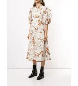 Zimmermann Graffiti Linen Day Dress in Graffiti Print Size 2 / AU 12 for rent on The Volte - image 1
