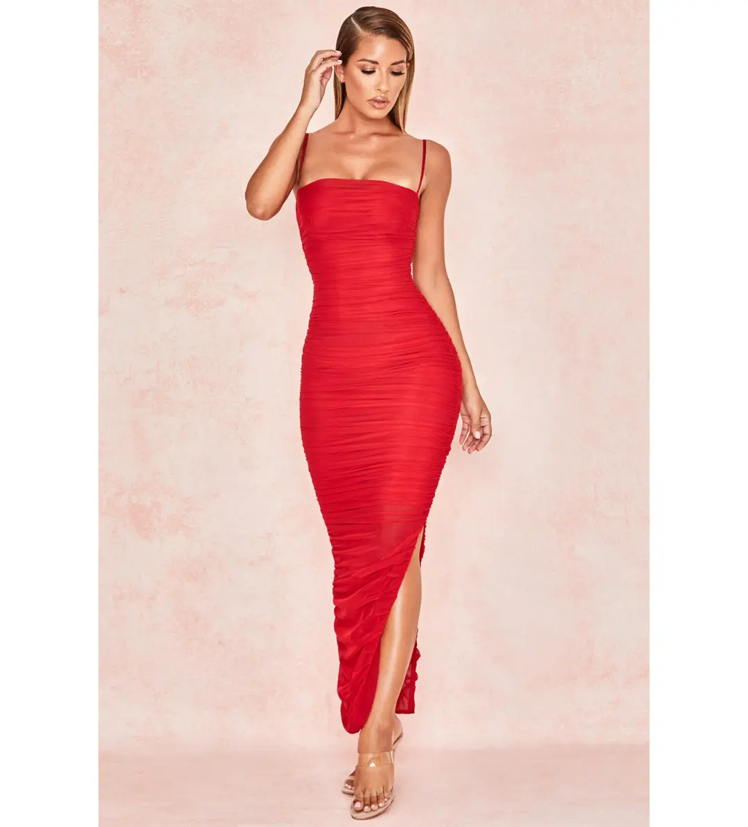 House of CB Fornarin Organza Mesh Maxi Dress Red Size AU 14 for rent on The Volte - main image