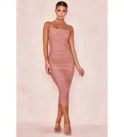 House of CB Sirene Gathered Organza Mesh Dress Antique Rose Size AU 14 for rent on The Volte - image 1