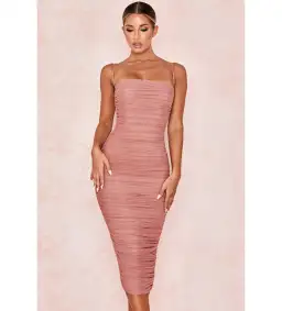 House of CB Sirene Gathered Organza Mesh Dress Antique Rose Size AU 14 for rent on The Volte - image 2