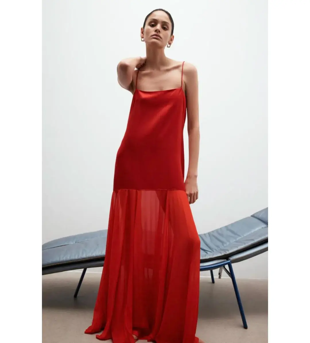 Shona Joy Moraya Dropped Waist Dress Chilli Red Size AU 10 for rent on The Volte - main image