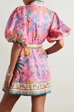 Zimmermann Ginger Buttoned Mini Dress Pink Multi Floral Size 1 / AU 10 for rent on The Volte - image 2