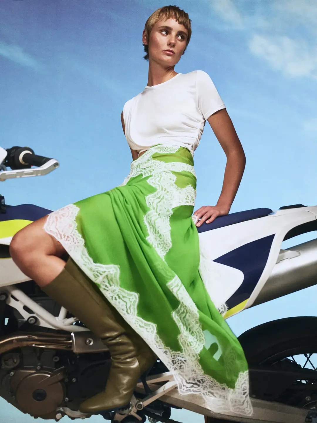 Christopher Esber Verve Twisted Tee Dress Verde White Size 8 for rent on The Volte - main image
