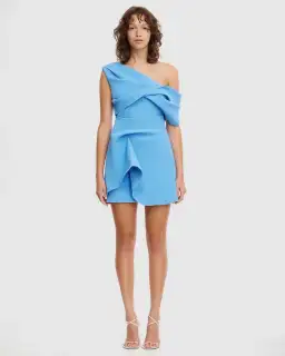Acler Ashford Mini Dress Capri Blue Size AU 10 for rent on The Volte - image 1