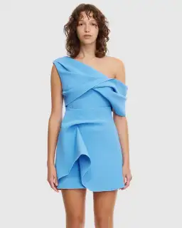 Acler Ashford Mini Dress Capri Blue Size AU 10 for rent on The Volte - image 4